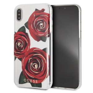 Guess Flower Desire red roses Hülle GUHCI65ROSTR iPhone Xs Max transparent