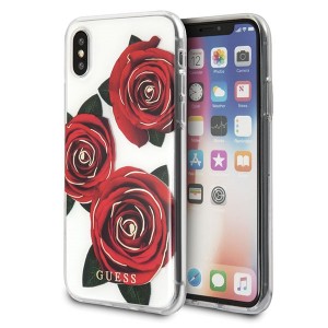 Guess Hülle Rose GUHCPXROSTR iPhone X / XS Rot / Transparent