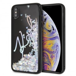 Karl Lagerfeld Signature Liquid Glitter Sequins KLHCI65KSIGMU iPhone Xs Max black