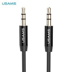 USAMS Adapter audio jack plug audio 3.5m to 3.5m 1m black