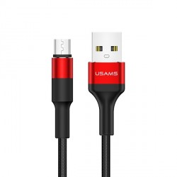 USAMS Micro USB geflochtenes Kabel U5 2A 1,2m Schwarz / Rot