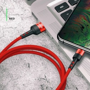 USAMS cable braided cable U26 lightning 1m 2A Fast Charging red
