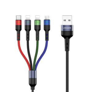 USAMS U26 4in1 braided cable 3m 2A fast charge (2xlighning / microUSB / USB-C)