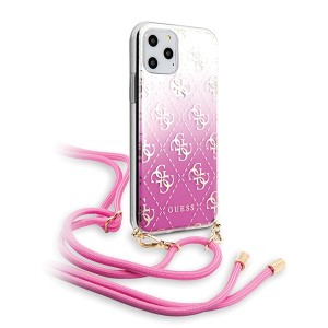 Guess iPhone 11 Pro Max Hülle 4G Gradient Pink mit Kordel GUHCN65WO4GPI