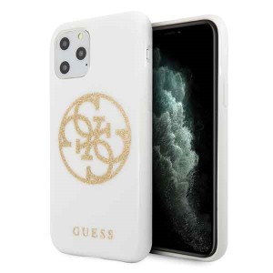 Guess Glitter 4G Circle Logo Hülle iPhone 11 Pro Weiß