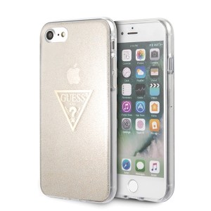 Guess iPhone SE 2020 / 8 / 7 Glitter Triangle Hülle Gold