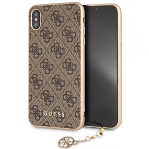 Guess iPhone Xs Max Hülle Case Cover 4G Charms Braun