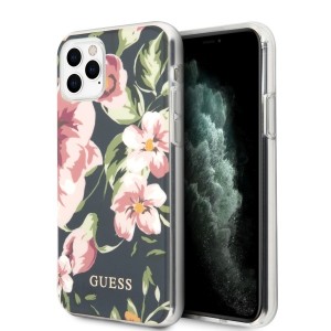 Guess iPhone 11 Pro Case Flowers N ° 3 Navy Cover Blue