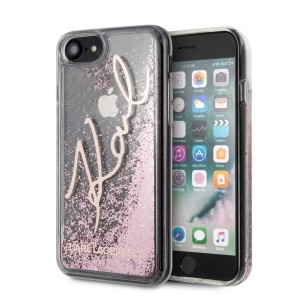Karl Lagerfeld iPhone SE 2020 / 8 / 7 Glitter Signature Case rose gold