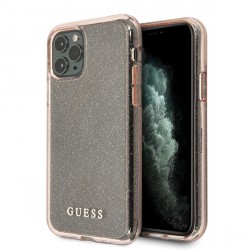 Guess iPhone 11 Pro Transparent Glitter Hülle pink