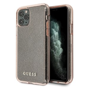 Guess iPhone 11 Pro Max Transparent Glitter Hülle pink