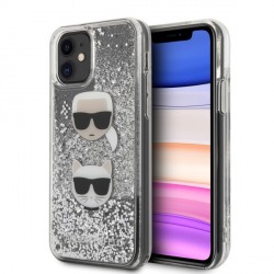 Karl Lagerfeld iPhone 11 Glitter Karl & Choupette Case Silver KLHCN61KCGLSL