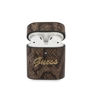 Guess AirPods 1 / 2 protective cover / case python brown