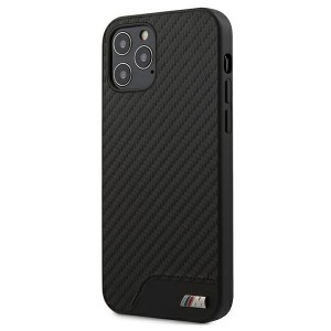 BMW iPhone 12 Pro Max M carbon / leather protective cover / case black