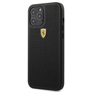 Ferrari iPhone 12 Pro Max 6,7 Off Track Perforated PU Leather Case Black