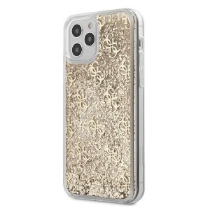 Guess iPhone 12 Pro Max 6.7 Case Gradient Liquid Glitter 4G Gold
