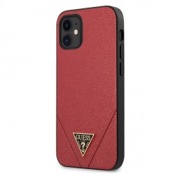 GUESS iPhone 12 mini 5,4 Hülle Saffiano PU Leder rot