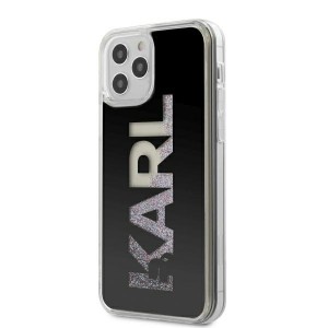 Karl Lagerfeld iPhone 12 / 12 Pro 6,1 Hülle Liquid Glitter Karl Logo schwarz