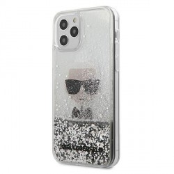 Karl Lagerfeld iPhone 12 mini cover / case Liquid Glitter Ikonik silver