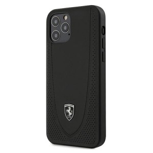 Ferrari iPhone 12 / 12 Pro 6,1 Off Track Perforiert Lederhülle Schwarz