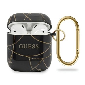 GUESS AirPods 1 / 2 Cover / Case / Hülle Chain / Goldkette Schwarz Gold