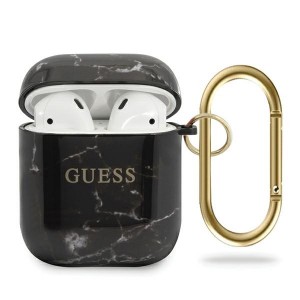 Guess AirPods 1 / 2 Cover Hülle Case Marmor schwarz