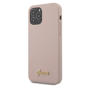 Guess iPhone 12 Pro Max 6.7 Cover Silicone Logo Rose GUHCP12LLSLMGLP
