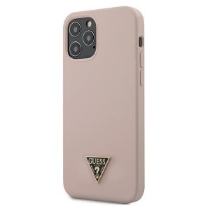 Guess iPhone 12 Pro Max 6.7  Case Silicone Triangle Rose GUHCP12LLSTMLP