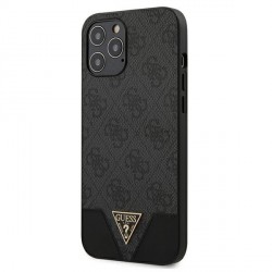 GUESS iPhone 12 Pro Max 6.7 case 4G triangle PU leather gray GUHCP12LPU4GHBK