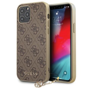 GUESS iPhone 12 / 12 Pro 6.1 case 4G charms PU leather brown GUHCP12MGF4GBR