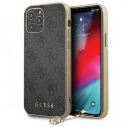 GUESS iPhone 12 / 12 Pro case 4G charms cover gray