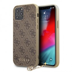 GUESS iPhone 12 Pro Max 6.7 case 4G Charms PU leather brown GUHCP12LGF4GBR