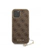 GUESS iPhone 12 Pro Max 6.7 case 4G Charms PU leather brown GUHCP12LGF4GBR