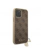 GUESS iPhone 12 Pro Max 6.7 case 4G Charms PU leather brown GUHCP12LGF4GBR