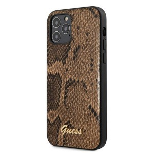 GUESS iPhone 12 Pro Max 6.7 Protective Cover Script Python Brown