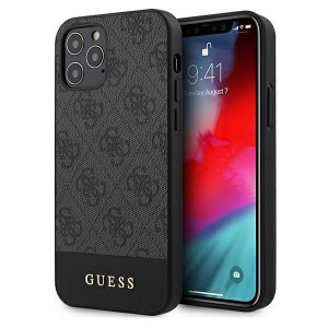 GUESS iPhone 12 / 12 Pro Case / Cover / Etui 4G Stripe gray