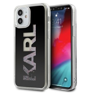 Karl Lagerfeld iPhone 12 mini Hülle / Cover / Case Liquid Glitter Karl Logo schwarz