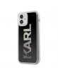 Karl Lagerfeld iPhone 12 mini 5,4 Hülle Liquid Glitter Karl Logo schwarz