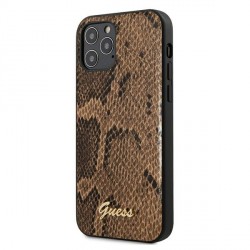 GUESS iPhone 12 / 12 Pro Cover Script Python Case brown GUHCP12MPUSNSMLBR