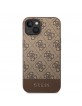 Guess iPhone 14 Hülle Case 4G Cover Stripe Braun