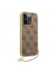 Guess iPhone 14 Pro Hülle Case Charms 4G + Anhänger Braun