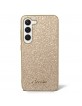 Guess Samsung S23 Case Glitter Flakes Metal Logo Gold