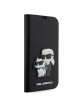 Karl Lagerfeld iPhone 13 Pro Book Case Saffiano Karl Choupette Black