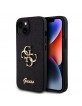 Guess iPhone 15 Hülle Case Fixed Glitter 4G Metal Logo Schwarz