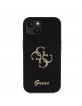 Guess iPhone 15 Case Fixed Glitter 4G Metal Logo Black