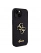 Guess iPhone 15 Hülle Case Fixed Glitter 4G Metal Logo Schwarz