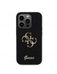 Guess iPhone 15 Pro Hülle Case Fixed Glitter 4G Metal Logo Schwarz