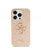 Guess iPhone 15 Pro Max Case Fixed Glitter 4G Metal Logo Gold