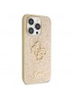 Guess iPhone 15 Pro Max Hülle Case Fixed Glitter 4G Metal Logo Gold