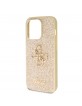 Guess iPhone 15 Pro Max Hülle Case Fixed Glitter 4G Metal Logo Gold